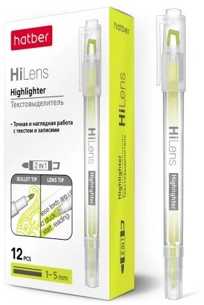 Текстовыделитель Хатбер Hi-Lens 2-хстор 1-5мм желт фото 1