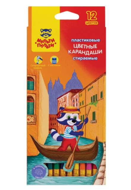 Карандаши Мульти-Пульти 12цв Енот в Венеции пласти фото 1