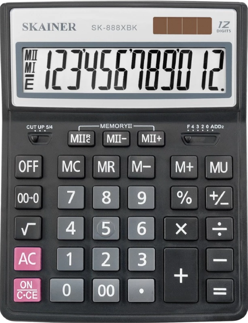 Калькулятор Skainer Electronic CO SK-888XBK 12 разр 155*204мм черный фото 1