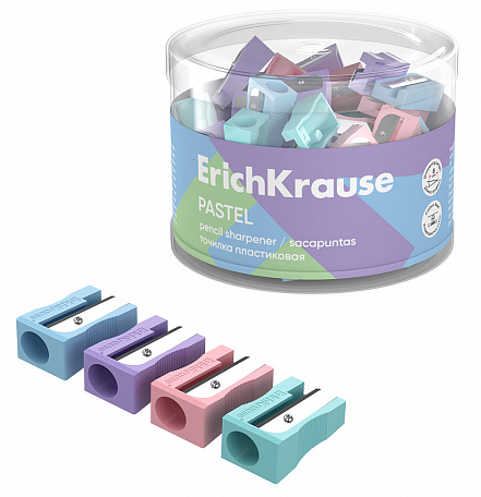 Точилка Erich Krause Easy Sharp Pastel ассорти пластиковая одно отверстие фото 1