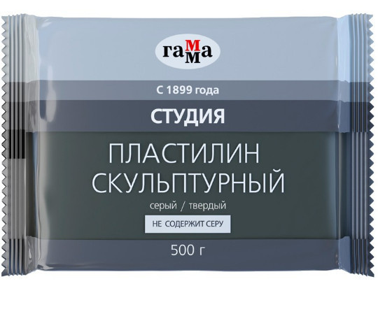 Пластилин скульптурный Гамма 0,5кг серый твер 280Е фото 1