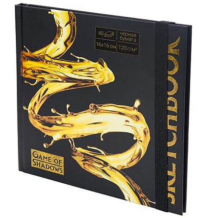 Скетчбук Golden style 160*160мм 40л черная бумага 120г/м2 7БЦ на резинке Миленд фото 1