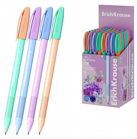 Ручка шар ЕК61020 U-108 Stick Pastel Bloom Ultra Glide Technology синяя 1,0мм, трехгранная, фото 1