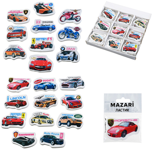 Ластик Mazari Машина 50*35мм, термопластичная резина, фигурный фото 1