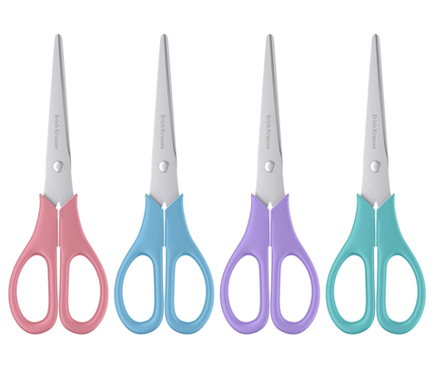 Ножницы ЕК 17см EasyCut Pastel пластиковые ручки, ассорти, картонная упаковка, европодвес фото 1