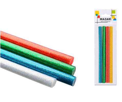 Клеевые стержни Mazari с блестками d=11см, длина 18см, упаковка 4 штук фото 1
