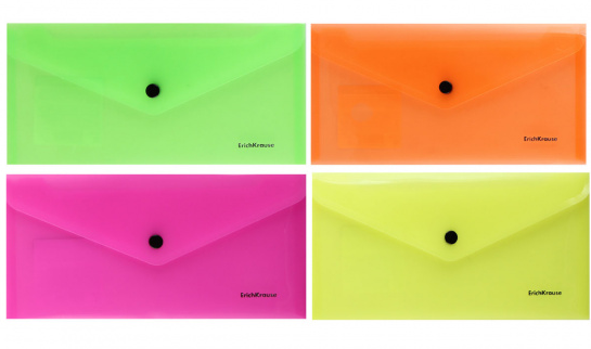 Папка-конверт А6 ЕК Travel Glossy Neon 25,5*13см пластик 0,18мм, текстура поверхности- фото 1