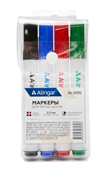 Набор маркеров Alingar д/доски 4шт 2мм круг AL5530 фото 1