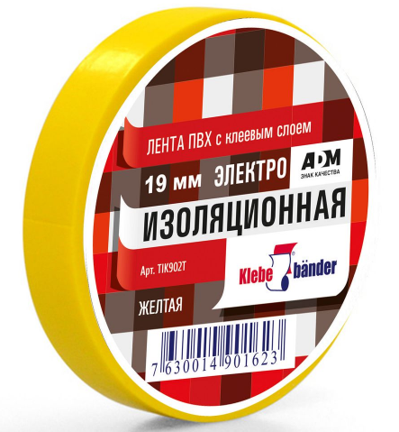 Изолента 15мм*20м Klebebander ПВХ желтая TIK505T фото 1