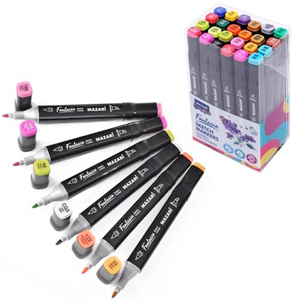 Набор маркеров Mazari для скетчинга 24цв Fantasi.. фото 1