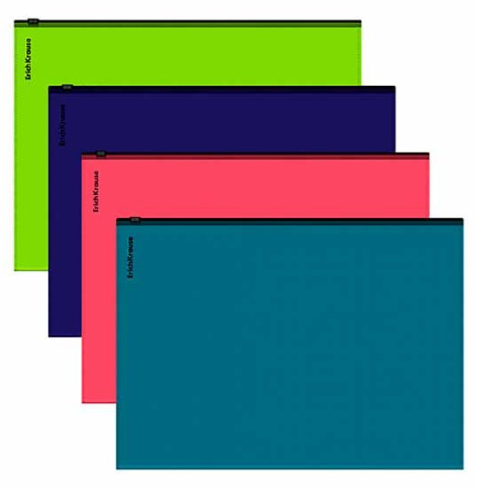 Папка-конверт на молнии А4 ЕК Zip Soft Reefl ассорти непрозр  фото 1