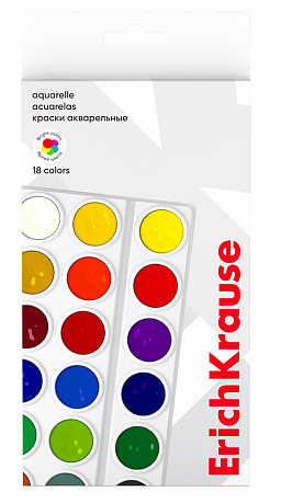 Краски акварел Erich Krause 18цв б/кисти пласт.палета кар/уп фото 1