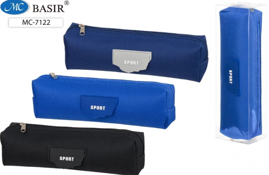 Пенал-косметичка Basir SPORT ПВХ цветной с mini аппликацией /ассорти/, размер 19,5*5,5*3,5 фото 1