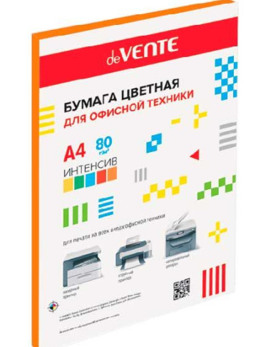 Бумага офисная deVente А4 интенсив 80г/м 50л оранжевая фото 1
