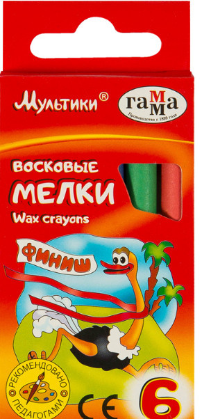 Мелки Гамма Мультики 6цв восковые круглые фото 1