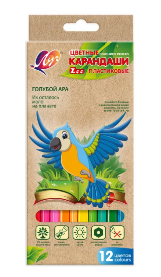 Карандаши Луч 12цв Zoo пластиковые фото 1