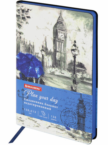 Ежедневник Brauberg недатир А5 Vista 138*213мм 160л под кожу London 111993 фото 1