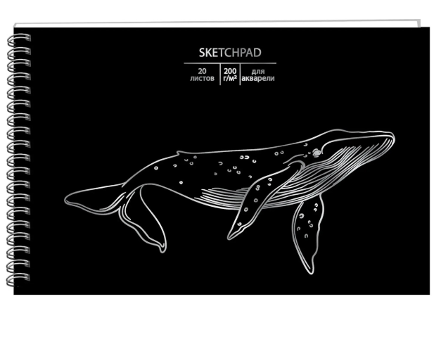 Скетчпад Whale 250*170мм 20л акварел.бум 200г/м2 перфорация спираль КЭ фото 1