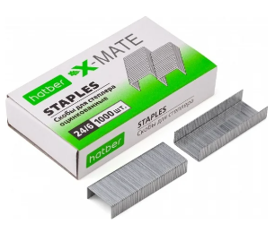 Скобы Хатбер №24/6 X-Mate оцинкованные, до 30л, 1000шт фото 1