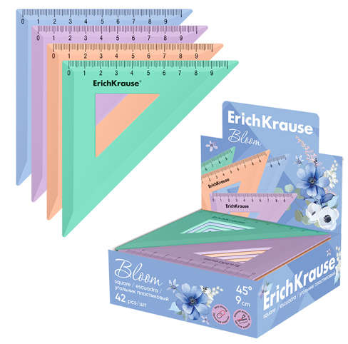 Треугольник Erich Krause Pastel Bloom 45*/9см ассорти фото 1