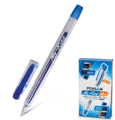 Ручка гелевая Pensan My King Gel синяя 0,5мм, толщина письма 0,3мм, игольчатый пишущий узел, про фото 1