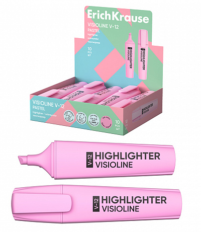 Текстовыделитель Erich Krause V-12 Visioline Pastel розовый фото 1