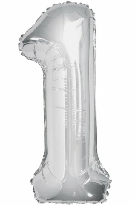 Шар фольга цифра 40" Серебро 1 Slim фото 1