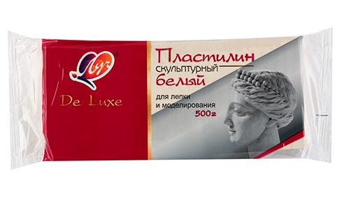 Пластилин скульптурный Луч Люкс 500г белый твердый фото 1