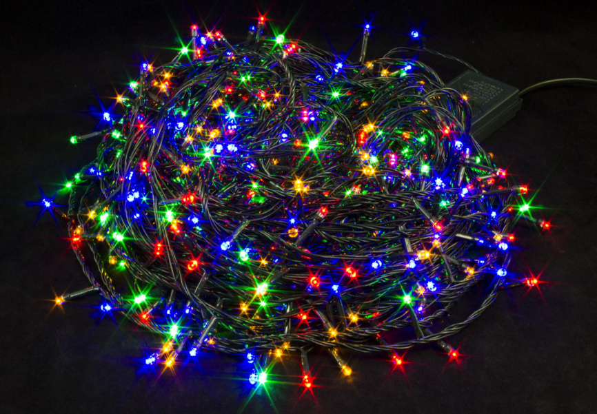 Гирлянда В 600 led шнурок мульти черн.пр 42м IP20 фото 1