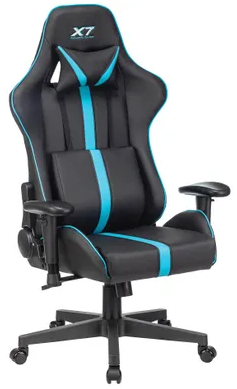 Кресло A4Tech X7 GG-1200 игровое черный/голубой кожзам крестовина пластик фото 1