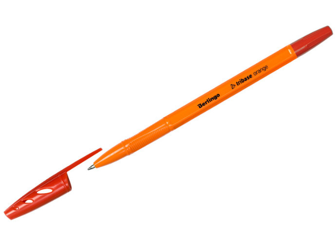Ручка шар Berlingo Tribase Orange красная, 0,7мм. фото 1