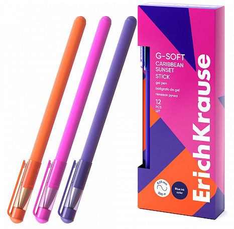 Ручка гелевая ЕК61295 G-Soft Stick Caribbean Sunset синяя 0,38мм, толщина письма 0,25мм, иг фото 1