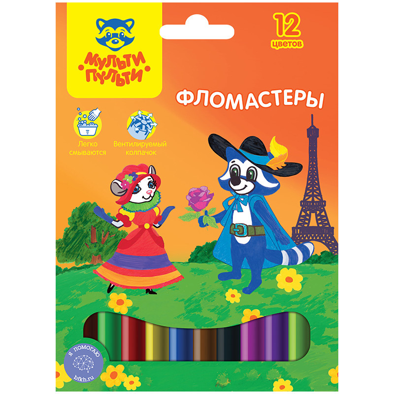 Фломастеры Мульти-Пульти 12цв Енот во Франции смыв фото 1