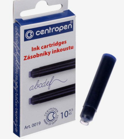 Баллончики Centropen для перьевых ручек синий 0019 фото 1