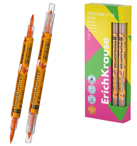 Текстовыделитель Erich Krause Visioline V-16 Neon оранжевый 0,5-4,5мм, двухсторонний, круглый ко фото 1