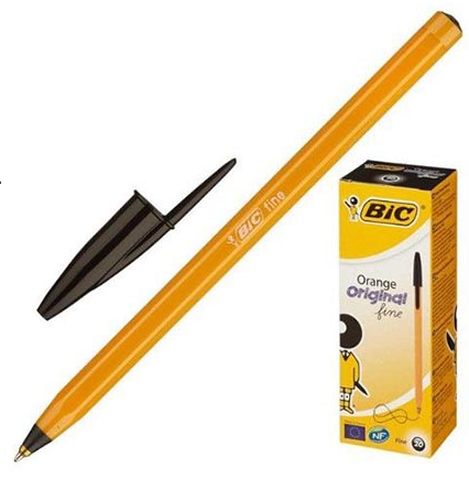Ручка шар BiC Orange Original Fine 0,8мм черная  фото 1