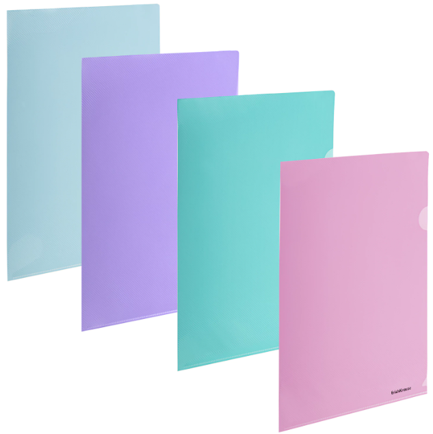 Папка-уголок ЕК А4 Diagonal Pastel ассорти 0,18мм 50170 фото 1
