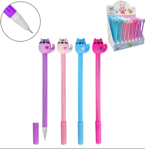 Ручка гелевая Kwelt Cat синяя 0,5мм толщина письма 0,25мм, игольчатый пишущий узел, непрозрачны фото 1