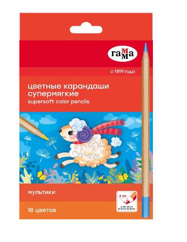 Карандаши Гамма 18цв Мультики супермягкие 080220217 фото 1