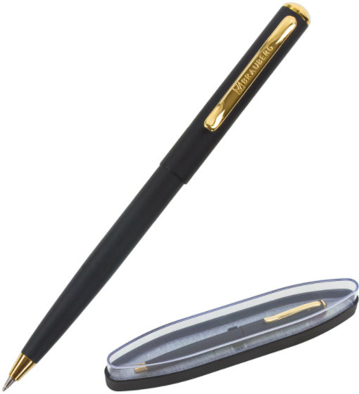 Ручка шар Brauberg Maestro синяя корпус черный с золотистым 0,5мм 143470 фото 1