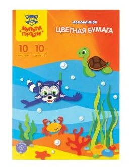 Бумага цв Мульти-Пульти Приключения Енота 10л 10цв мелованная в папке фото 1