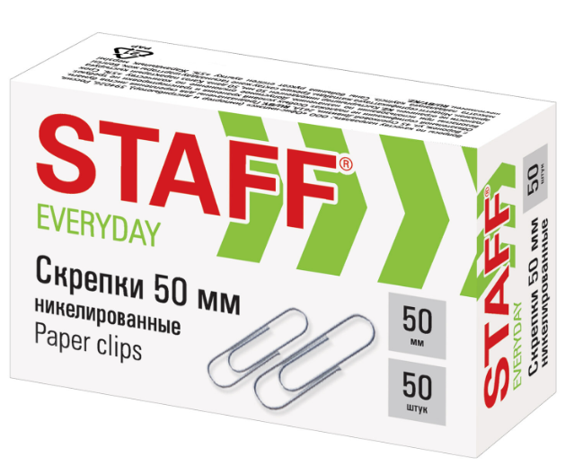 Скрепки Staff 50мм гофрированные никелированные 50 фото 1