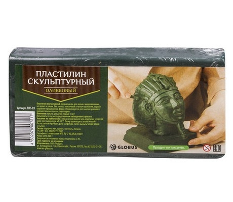 Пластилин скульптурный Глобус 500г оливковый тверд фото 1