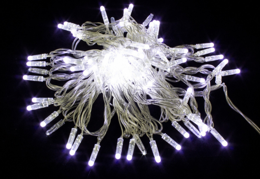 Гирлянда В 100 led шнурок белый 10м сверх-яркие диоды улица соед.IP65 579 фото 1