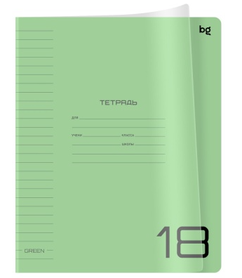 Тетрадь 18л линия UniTone Green BG пластиковая обложка фото 1