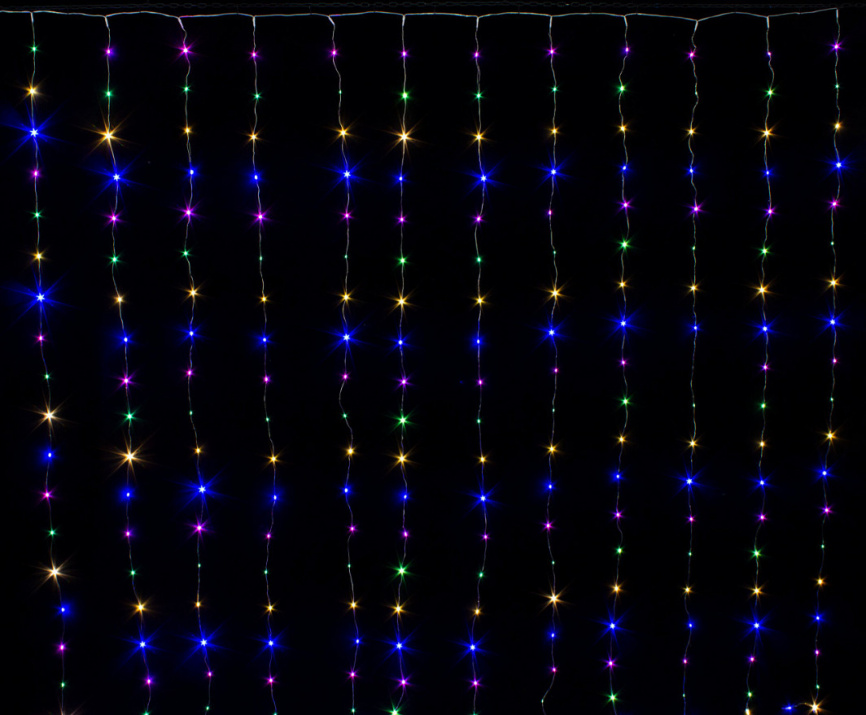 Гирлянда В 240 led занавес мульти Роса 2*2 соед. I фото 1