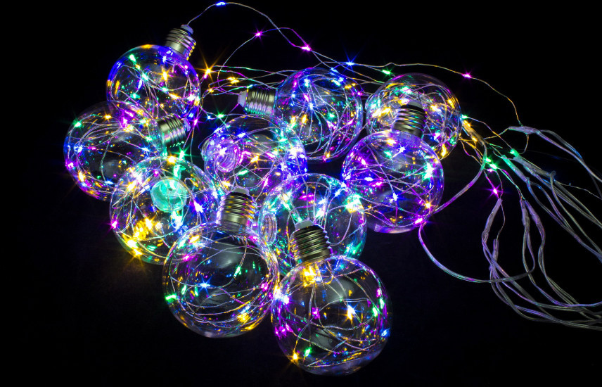 Гирлянда В 10 led бахрома мульти Шарики 8см со cве фото 1