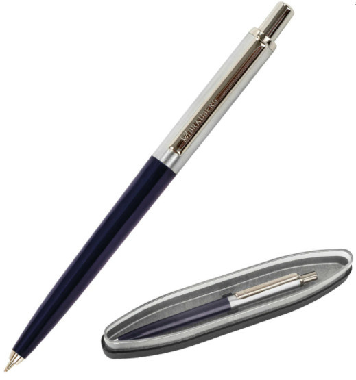 Ручка шар Brauberg Soprano синяя корпус серебристый с синим 0,5мм 143484 фото 1