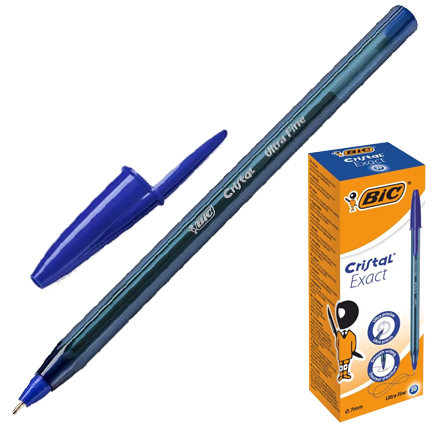 Ручка шар BiC Cristal Exact синяя 0,7мм, игольчатый пишущий узел, чернила на масляной осно фото 1