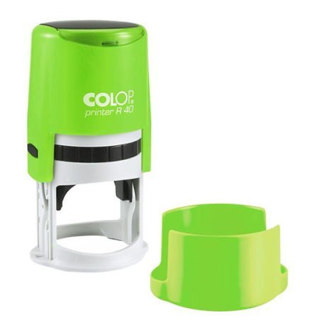 Оснастка для печати Colop d=41,5мм корпус круглый неон зеленый крышка Printer R40 фото 1